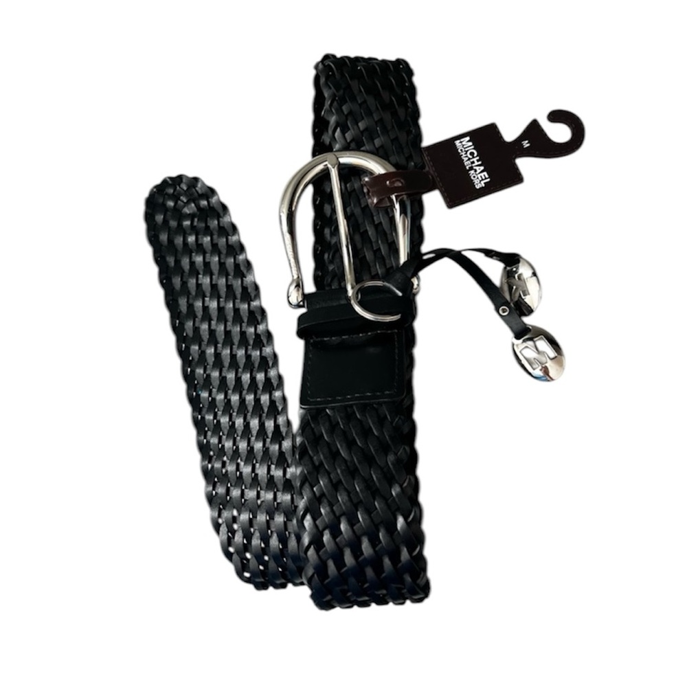 Michael Kors Black Braided Belt with Sleek Design
